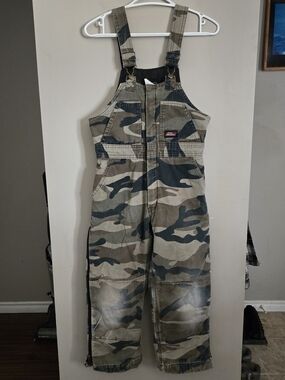 Dickies Camo Bib Overalls Insulated Kids Large
